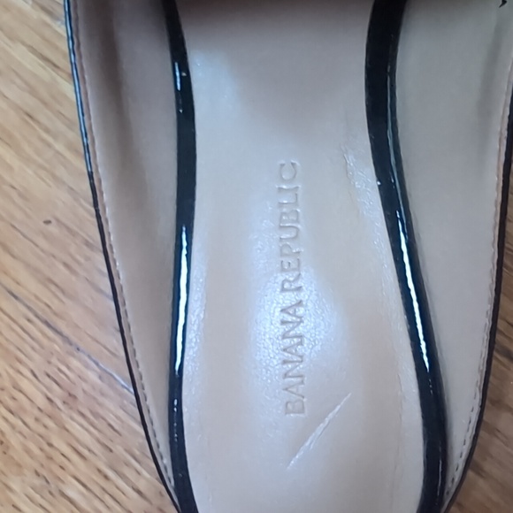 Banana Republic Black Patent Leather Mules With Navy Velvet Bows Festive Holiday - Picture 4 of 8